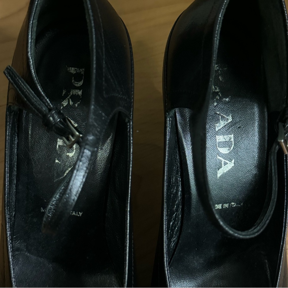 Prada Black Square Toe Heels Vintage Size 35.5 / US 5.5 - Picture 4 of 9